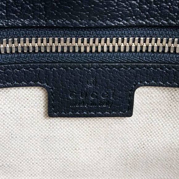 Gucci G Medium Tote Handbag Crossbody GG Supreme Navy Blue Beige - Picture 9 of 10